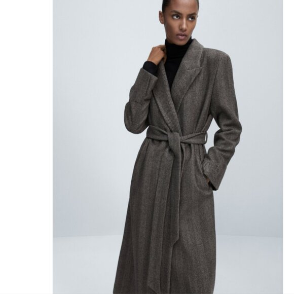NWT rag & bone Sven Herringbone Belted Wool Coat - Picture 1 of 8